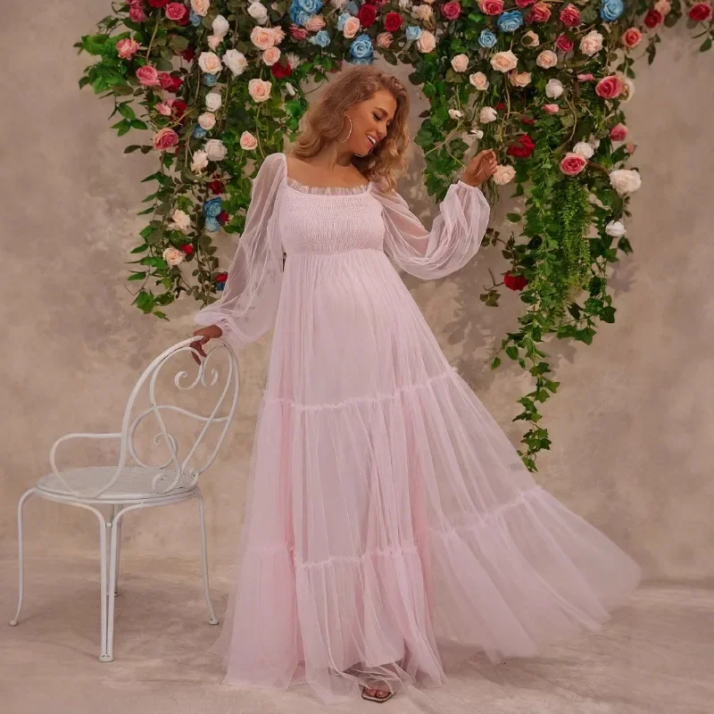 maternity-dress-new-european-and-american-women's-clothing-sweet-daily-mesh-maternity-dress-tutu