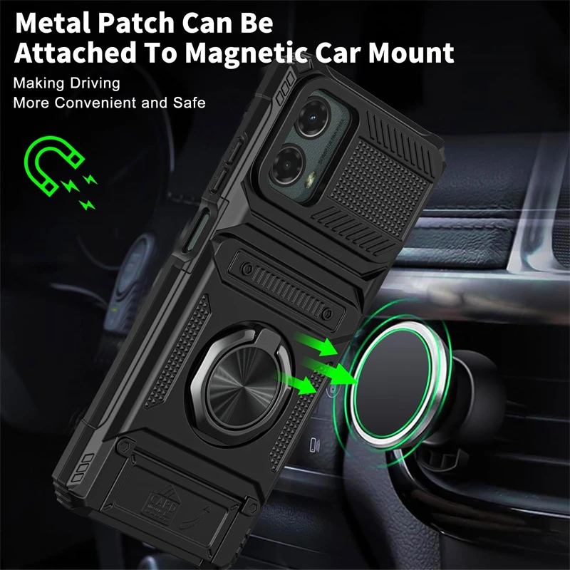 모토로라 엣지 50 퓨전 프로용 마그네틱 카드 홀더 케이스 회전 링 킥스탠드 보호 케이스 모토로라 엣지 50 울트라 커버