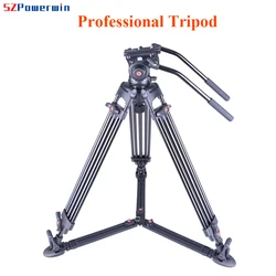 Powerwin PW-180B 180CM 72 Inch Heavy Duty Aluminium Professional Video Tripod with Ground Extension Fluid Head Gimbal Camera