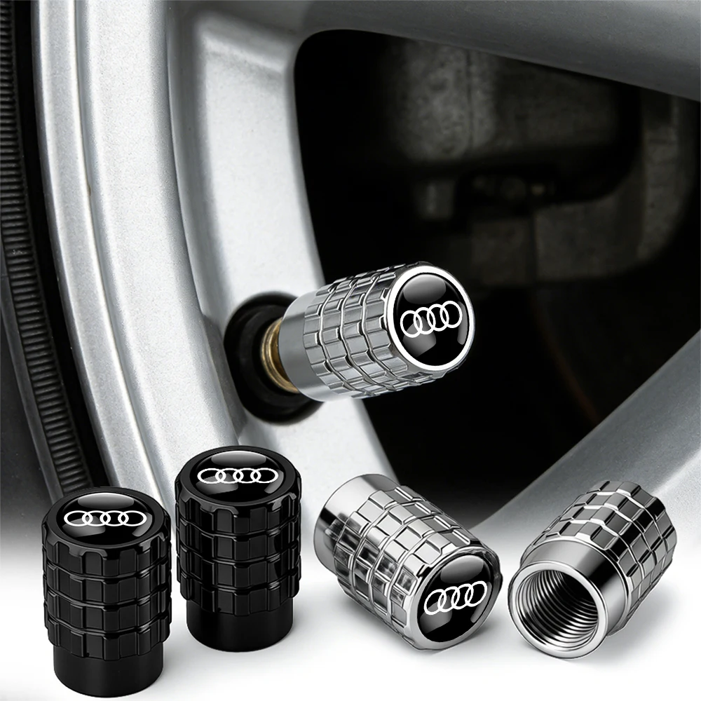 Image of 4 Stück Aluminium-Autoreifenventilkappen in Zahnradform für Audi Sline TT A1 A2 A3 A4 A5 A6 A7 A8 8P B6 B7 Auto-Zubehör