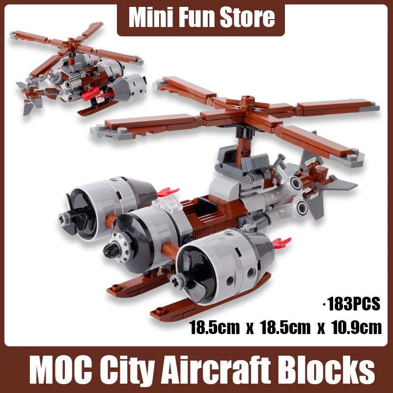 MOC City Air Vehicle Building Blocks Street View Military Soldier Figures Accessories Aircraft Cannon Gun Weapons Bricks Toy Boy