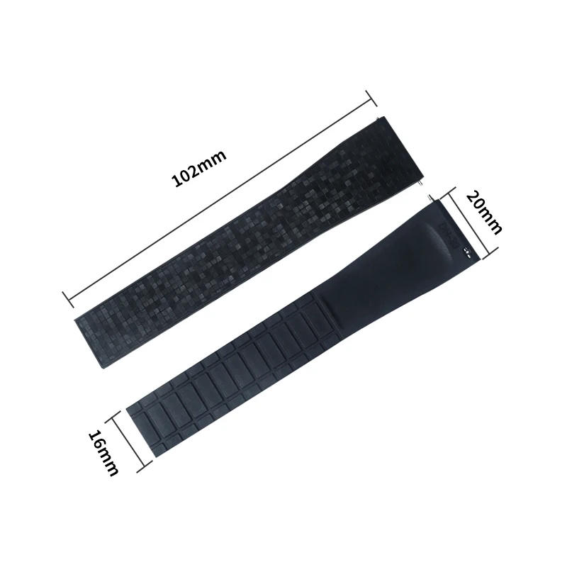 Luxury CTS Series FKM Rubber Watch Band for Rolex Datejust/Submariner Cartier 20mm 22mm  With Folding Buckle Waterproof