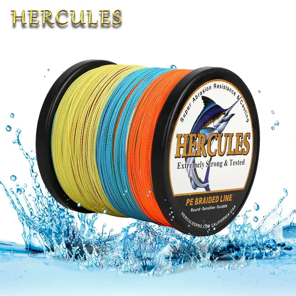 Hercules 4 Stränge PE geflochtene Angelschnur Multifilament 100M-2000M Mehrfarbige Angelschnur PE 6 8 20 30 40 50 60 70 80 100L