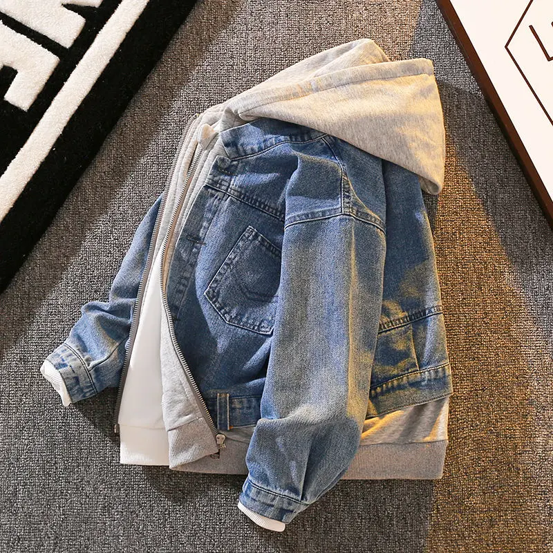 

Children's Clothing Boys' Denim Jacket Spring 2022 New Children's Denim Clothing for Middle and Big Children Spring and Autumn