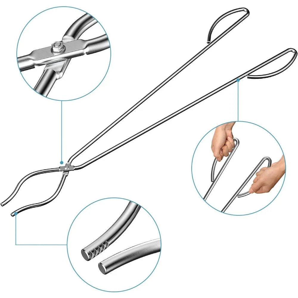 

Heavy Duty Firewood Log Grabber Tongs 36 Inch for Indoor Fireplace Outdoor Fire Pit Wood Burning Chiminea Campfire Stainless