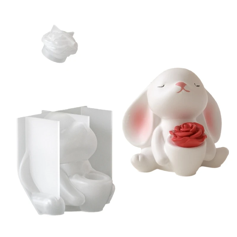 Rabbit With Vase Silicone Mold Perfect For Handmade Resin Art Creations