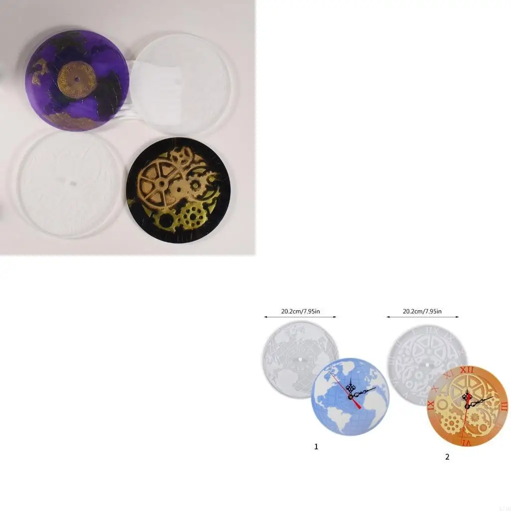 Creative Silicone Clock Molds Resin Casting Mould Earth/Gear Clock
