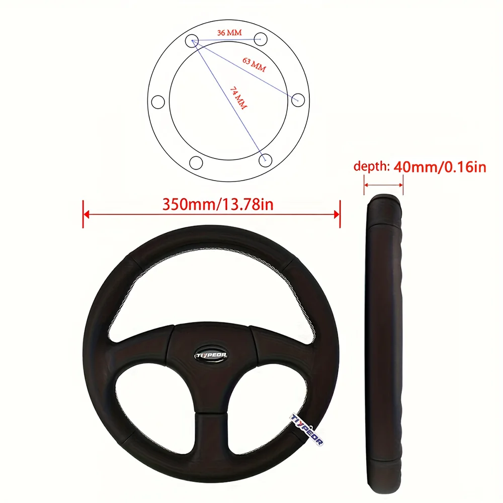 TIYPEOR Brand Genuine Leather Steering Wheel Suitable for LAND ROVER DEFENDER 90 / 110 14" SPORTS STEERING WHEEL 48, 36 SPLINE view 4