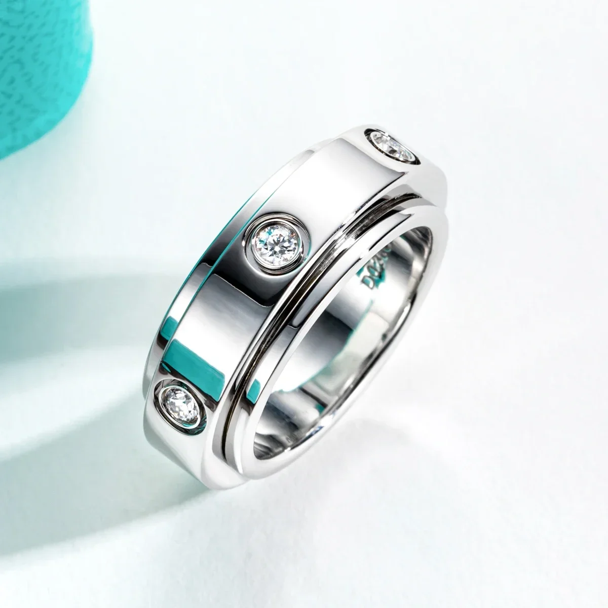 NASIAMoissanite Spinner Ring 14k Plated 2.5mm D Color VVS1 Moissanite Wedding Band Fidget Spinners Rings Unzip Jewelry 2026