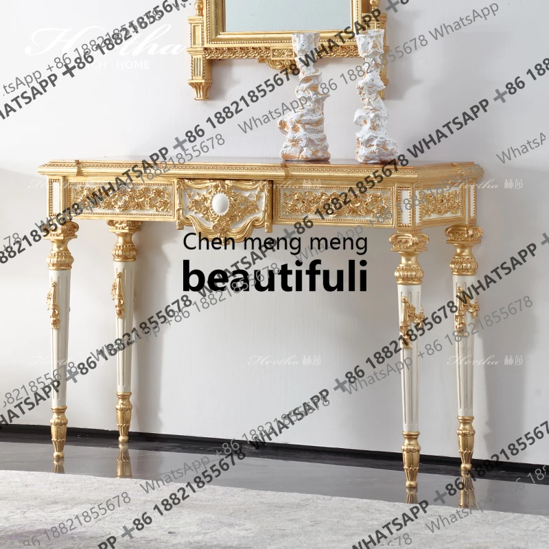 French court retro style solid wood porch carved gold foil old luxury European extremely complex furniture HF