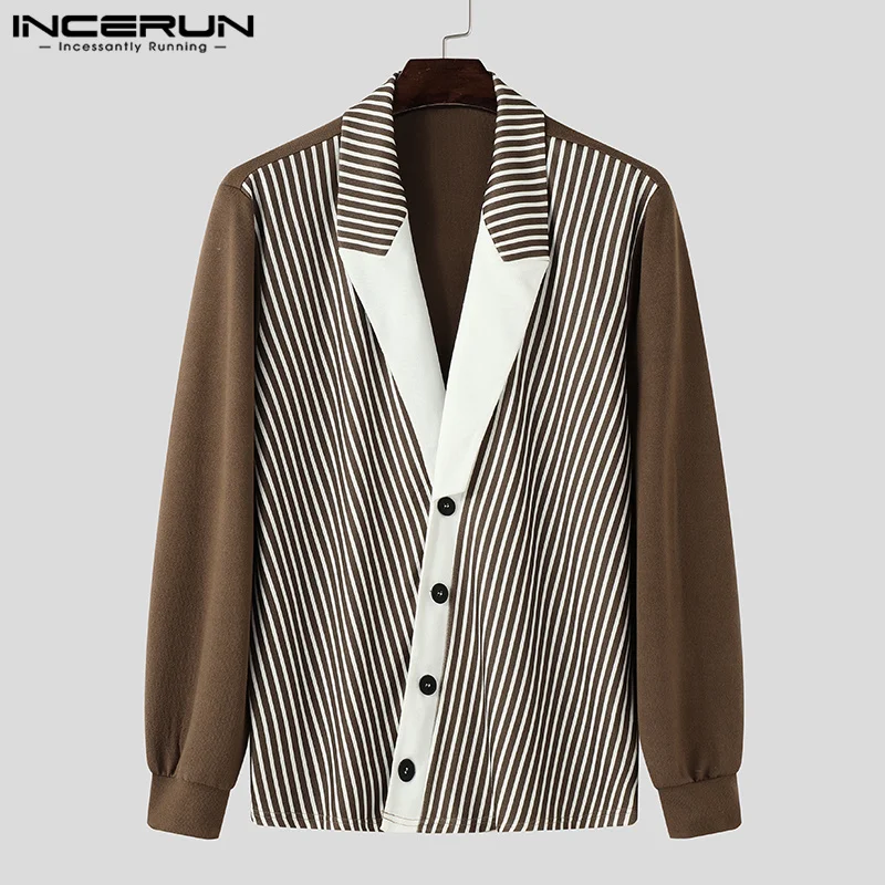 INCERUN Tops 2024 Korean Style Handsome Men Casual Splicing Design Suit Coats Fashion Personality Male Long Sleeved Blazer S-5XL