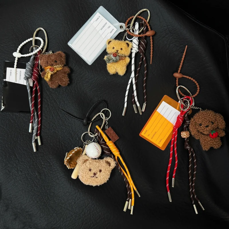 

insCute Plush Bear Head Doll Pendant Phone Case Bag Keychain Autumn Winter Plush ToymAccessory