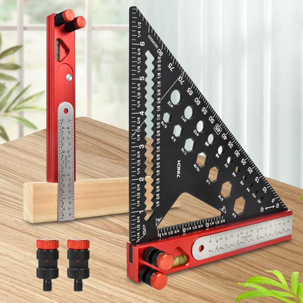 ไม้บรรทัดสามเหลี่ยมพร้อมคลิปเสริมและฐานที่ถอดออกได้
