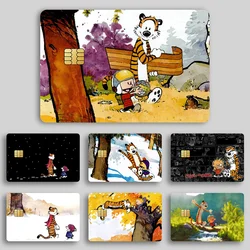 Book C-Calvin and H-Hobbes Bank Credit Cards Bus Pass Stickers Cool Decoration Waterproof 4PCS Card