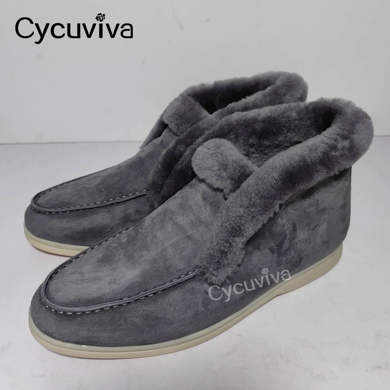 2024 Real Wool Fur Snow Boots For Women Kid Suede High Top Open Walk Winter Warm Shoes Furry Ankle Boots Outdoor Bottes Femmes