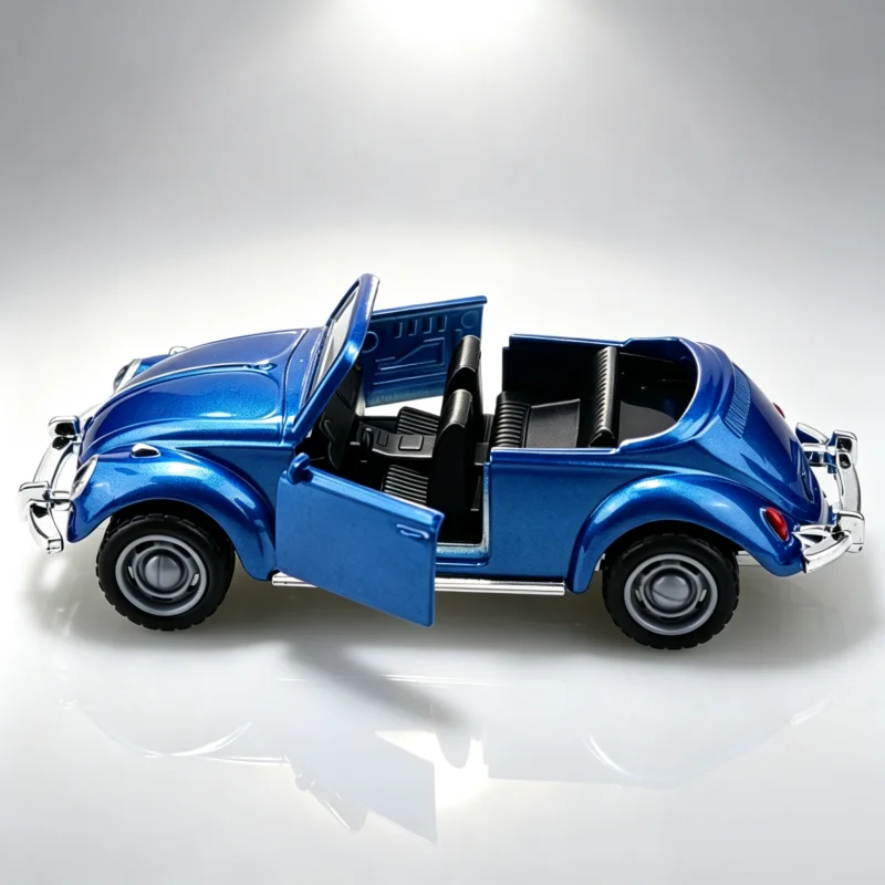 1:36 Retro Classic Convertible Alloy Model Car, Retractable Vintage Beetle-Style Alloy Toy Car with Openable Doors, Desktop Orna