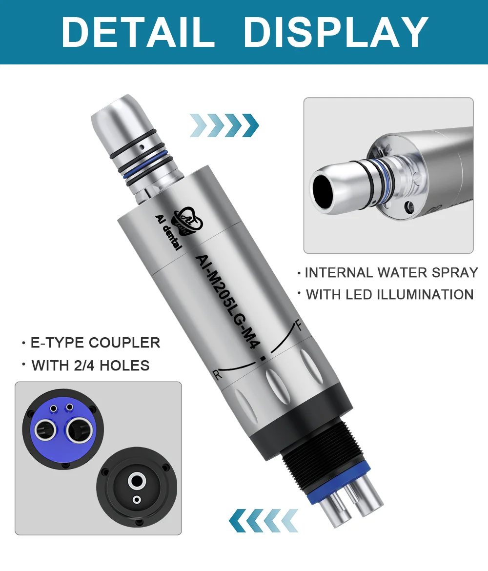 Dental Inner Water Air Motor Slow Speed Handpiece Parts AI-M204/M205 Non-LED Turbine Connector AI-M205LG LED Generator Series