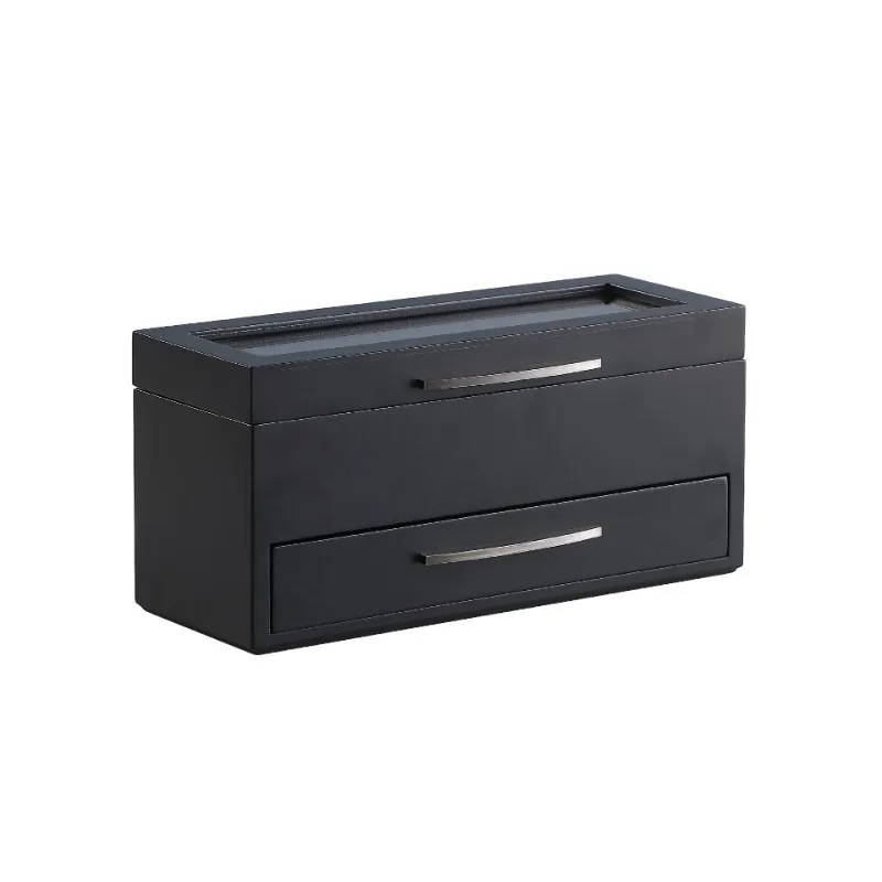 

Wooden jewelry watch integrated storage box double-layer large-capacity ring cuff necklace bracelet jewelry finishing