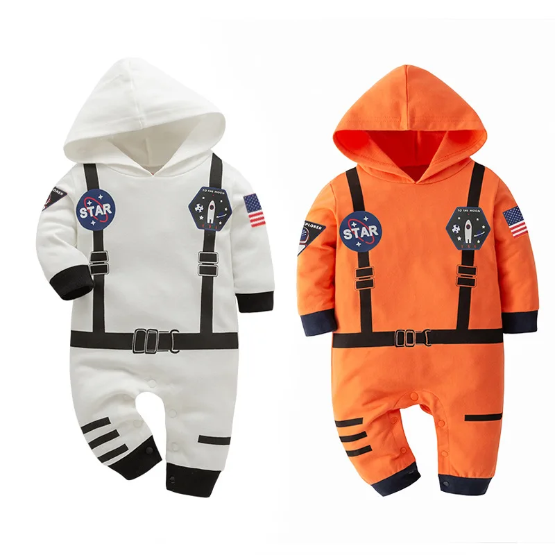 New Hooded Jumpsuit  Astronaut Style Spacesuit Long Sleeve Cosplay Costume Theme Party Role Playing Outfit for Baby Boy Girl