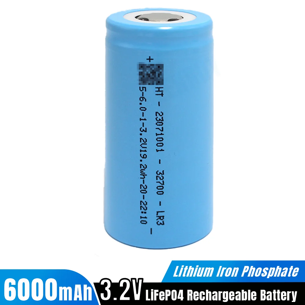 3.2V  6000mAh 32700 Lithium Iron Phosphate Battery Large Capacity for DIY 12V 24V 36v 48v Solar Energy Electric Vehicle Power