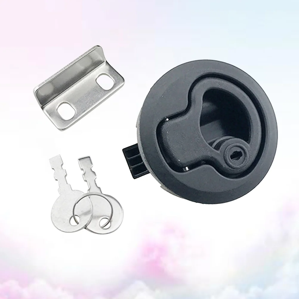 Lift Handle Flush Mount Hatch Flush Pull Latch Marine Key ล็อคประตูอุปกรณ์เสริม 2 ปุ่มสําหรับเรือ Marine (สีดํา)