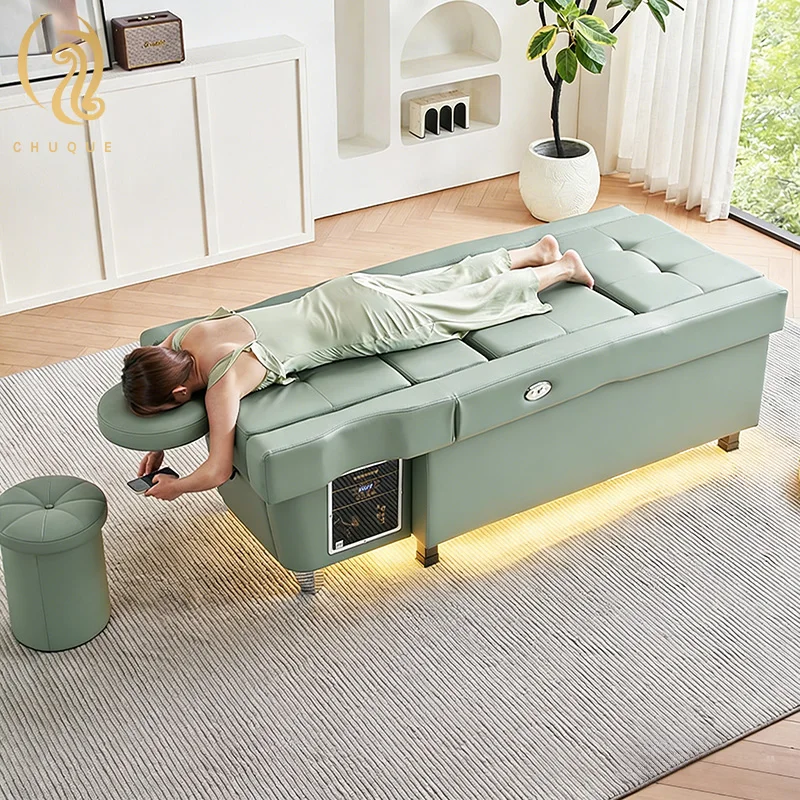Chuque Green Multi Functional Massage Bed Salon Electric Backrest Lift Foot Repair Shampoo Chair Head Spa Shampoo Bed