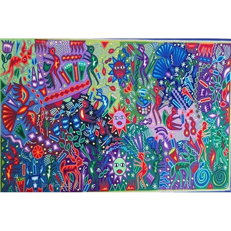 Huichol Yarn Painting Mexican Folk Art Wixarika Extraordinary Artwork Culture Symbology Quick Drying Towel