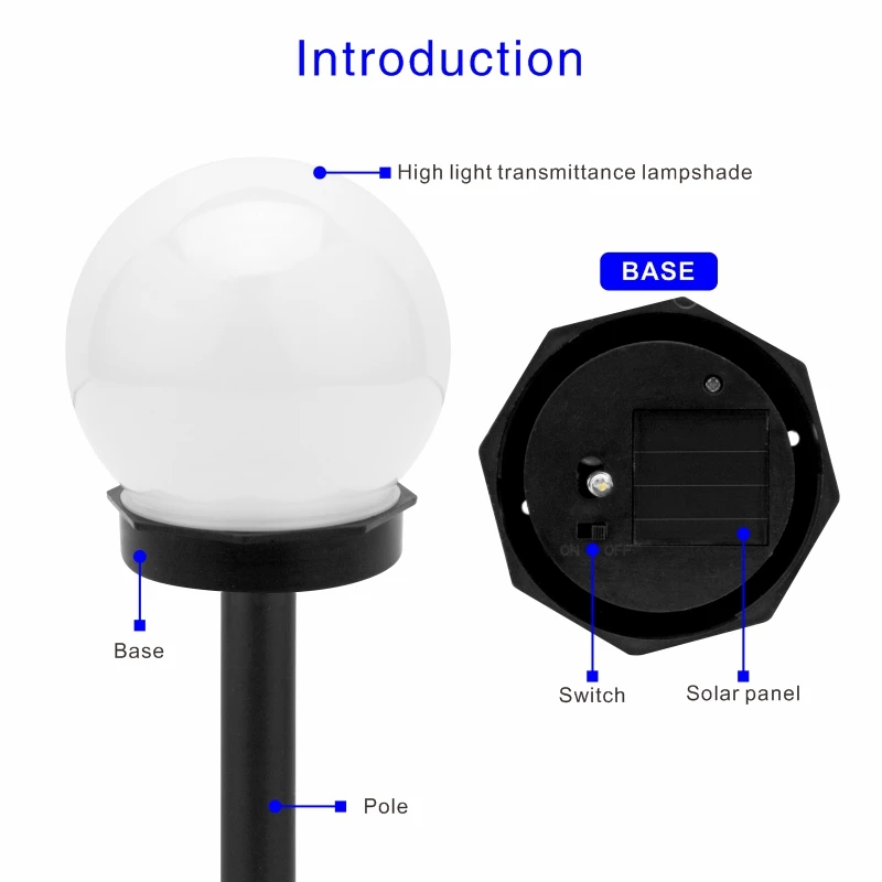 2/4/6/8pcs Led Lawn Lamp Round Ball Solar Pathway Lights Landscape Waterproof Outdoor Yard Buried Night Lights Garden Floor Lamp