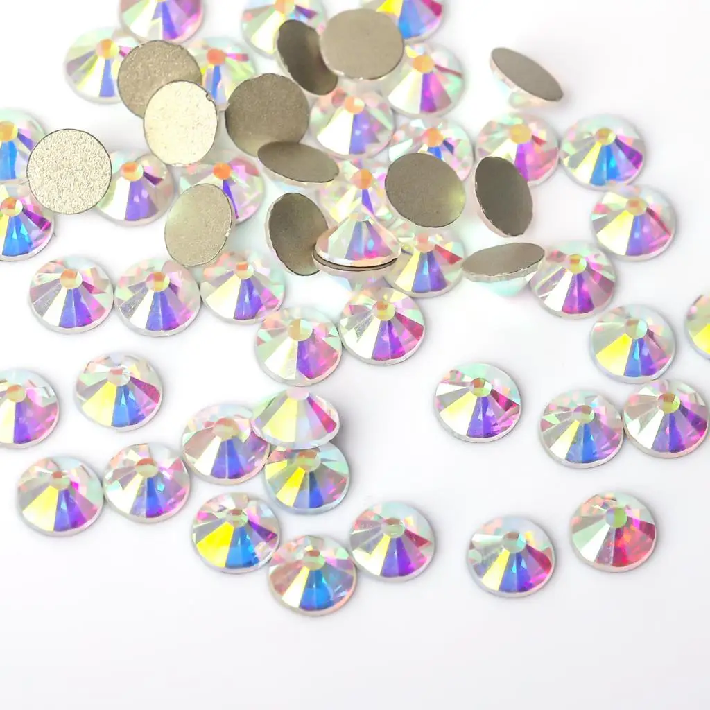 Gold Base Crystal AB Non Hot Fix Rhinestones SS3-SS40 FlatBack Strass Sewing&Fabric Garment Nail Art Rhinestones Decorations