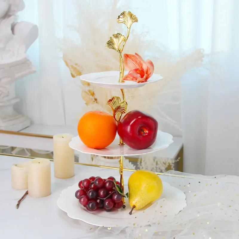 

ZML Ceramic Multilayer Skewer Plate Home Wedding Coffee Table Plating Snack Plate Pastry
