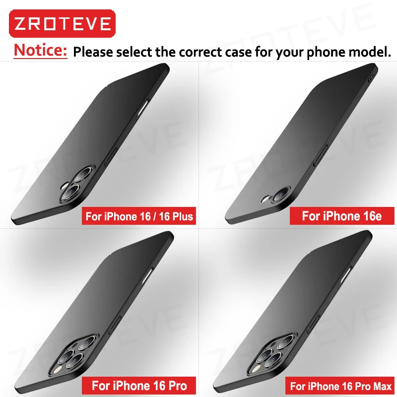 For iPhone Air 17 16 16e 15 14 13 12 11 Pro Max ZROTEVE Ultra Thin Matte Hard PC Cover On iPhone16 Plus iPhone13 Mini Phone Case