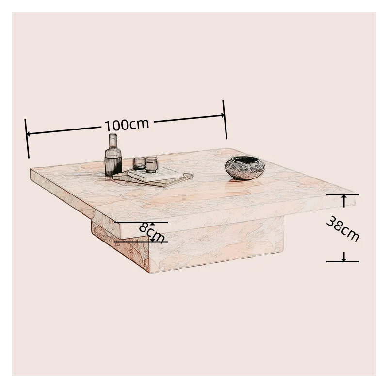 طاولة قهوة مربعة من الرخام اليشم، حجر فاخر بتصميم فني، مقاومة للحرارة والخدش، عرق طبيعي، قابلة للتخصيص