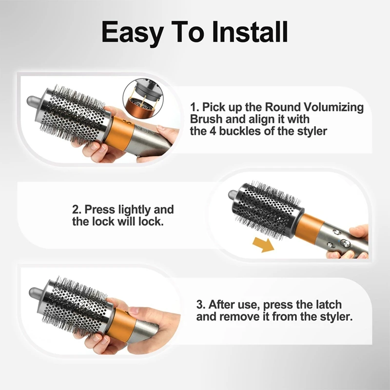 Large Round Brush Attachment And Firm Smoothing Brush For Dyson Airwrap HS01 HS05 Accessories