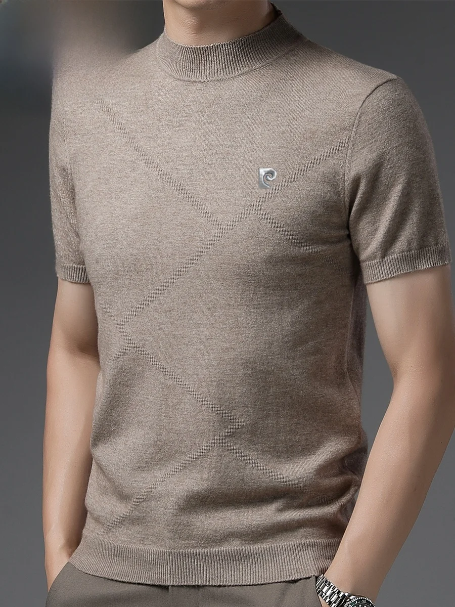 

Мужской вязаный шерстяной свитер Pierre Cardin с высоким воротником для весны и осени, повседневный деловой стиль