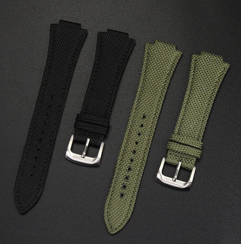 26*14mm Nylon Canvas Leather Bottom Watchband For Casio Heart of steel Edifice Series GST-B400 EFB-680 ECB-10D Strap Bracelet