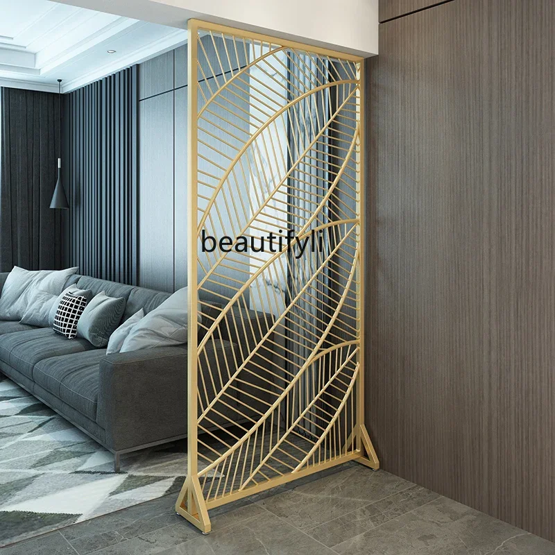 

Nordic creative living room decorative partition door screen, entrance metal leaves hollow art screen a50