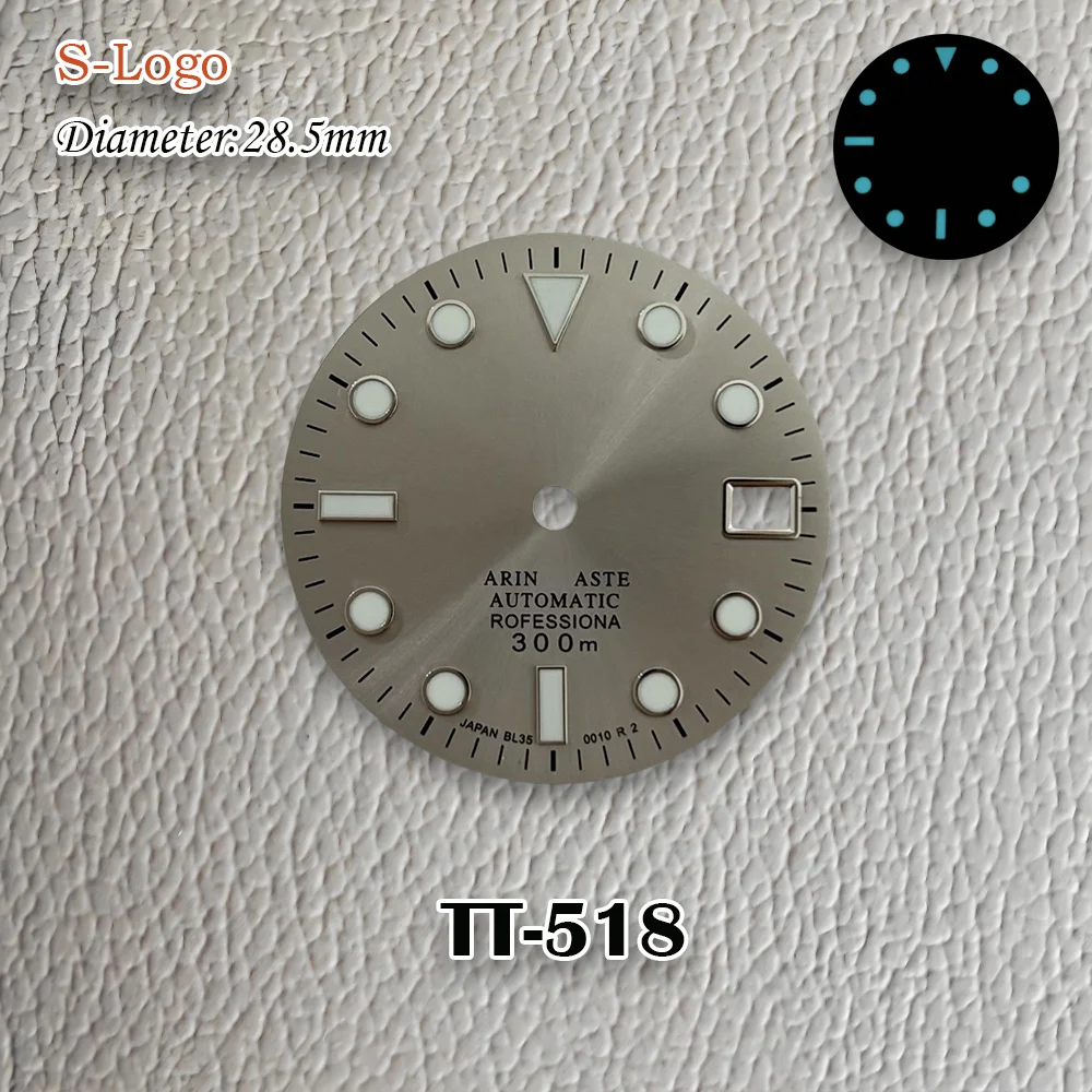 جديد 28.5 مللي متر S شعار NH35 البحرية الهاتفي مناسبة لحركة NH36 الجليد الأزرق جودة مضيئة ساعة حساسة تعديل الملحقات