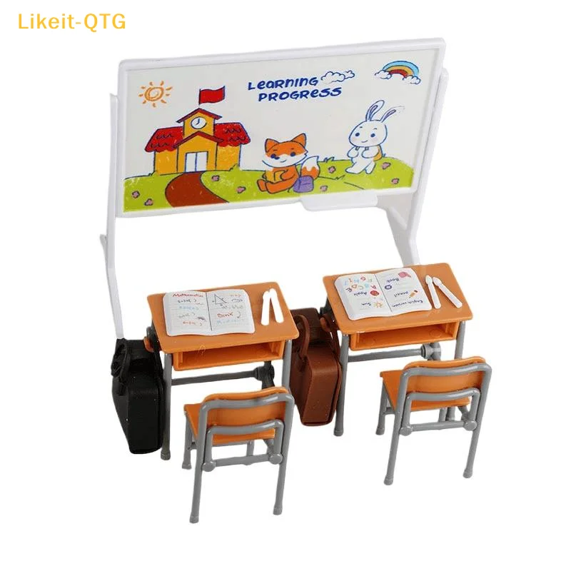 Nuevo 1:12 casa de muñecas en miniatura simulación aula escritorio pizarra libro bolsa muebles hogar modelo decoración accesorios para casa de muñecas