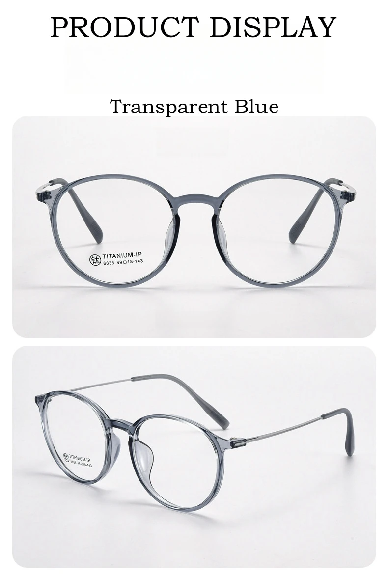 YIMARUILI Ultraleichte, bequeme TR90-Brille, kleine Retro-runde optische Brillenfassung aus reinem Titan für Herren und Damen – Detail 7
