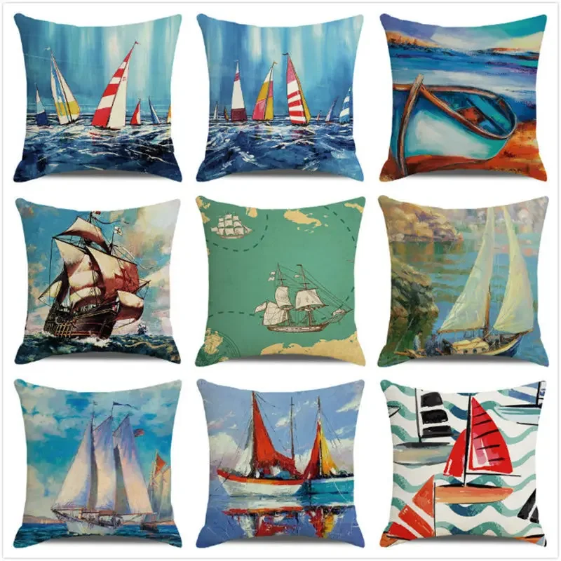 

Upholstery Home Sofa Bed Chair Pillow Suite Room Aesthetics Ocean Nautical Pillowcase Art