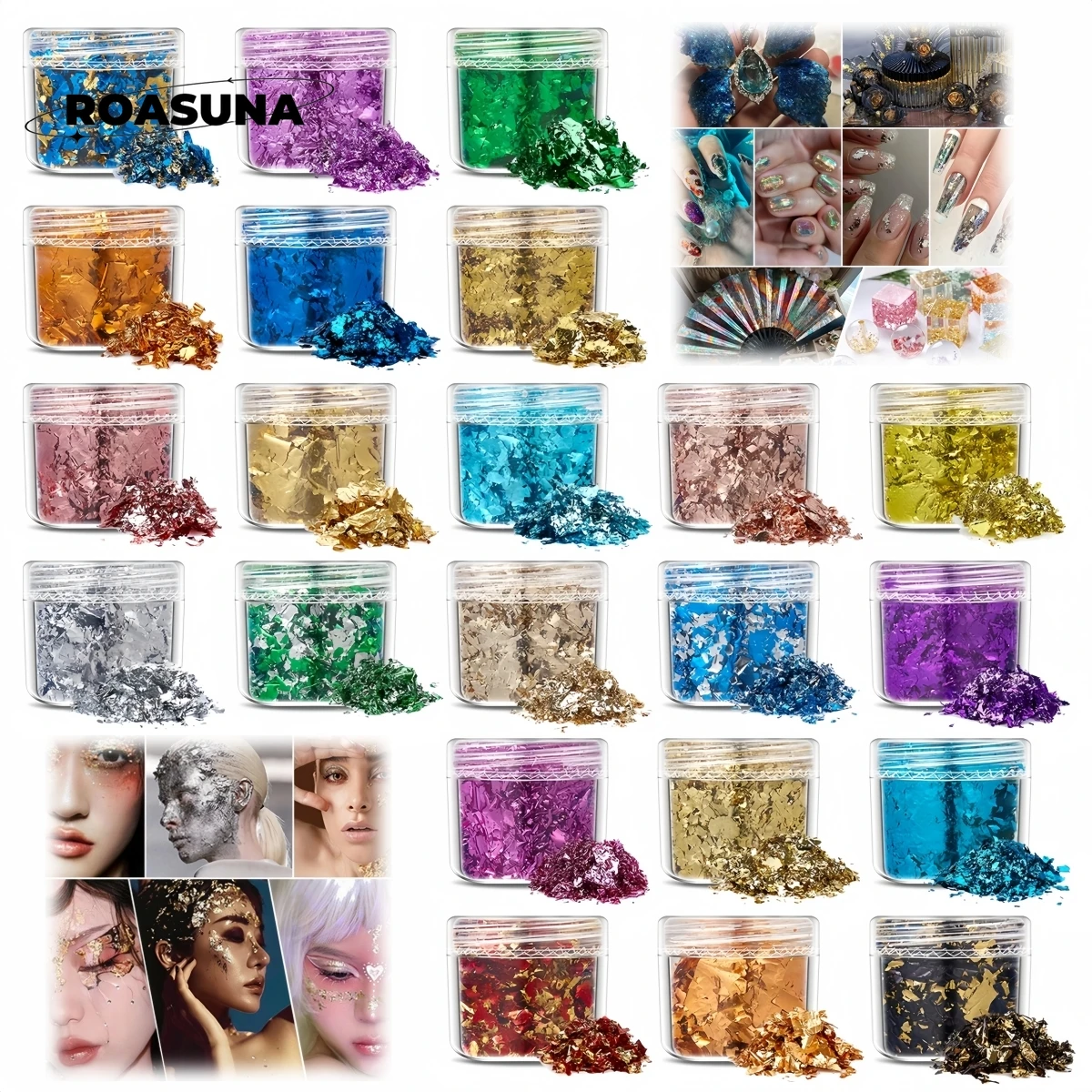 Juego de hojas doradas, escamas, lentejuelas, brillos, papel de aluminio para resina DIY, perfecto para moldes de silicona, decoración de uñas y fabricación de joyas DIY