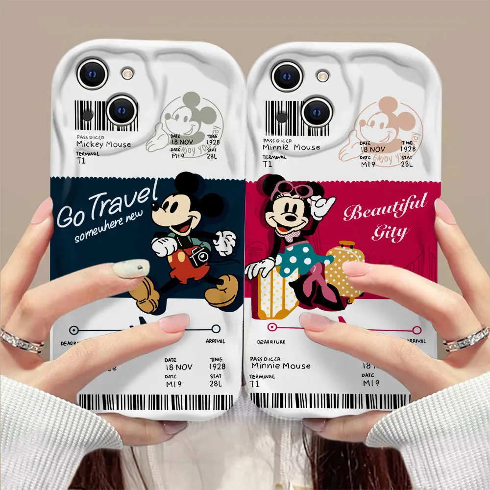 Disney Mickey Minnie tickets 3D Wave Phone Case For OPPO Reno 11 F 8 T 7 Z 6 5 4 Pro F23 F11 F9 4G 5G Soft Silicone Back Cover