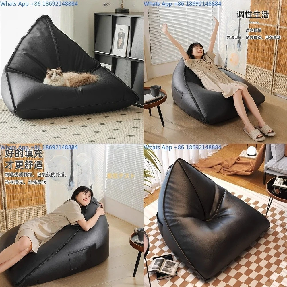 

Black Floor Sofa for Living Room Balcony Lounge Chair for Small Spaces Nap and Relax Single Person Bean Bag