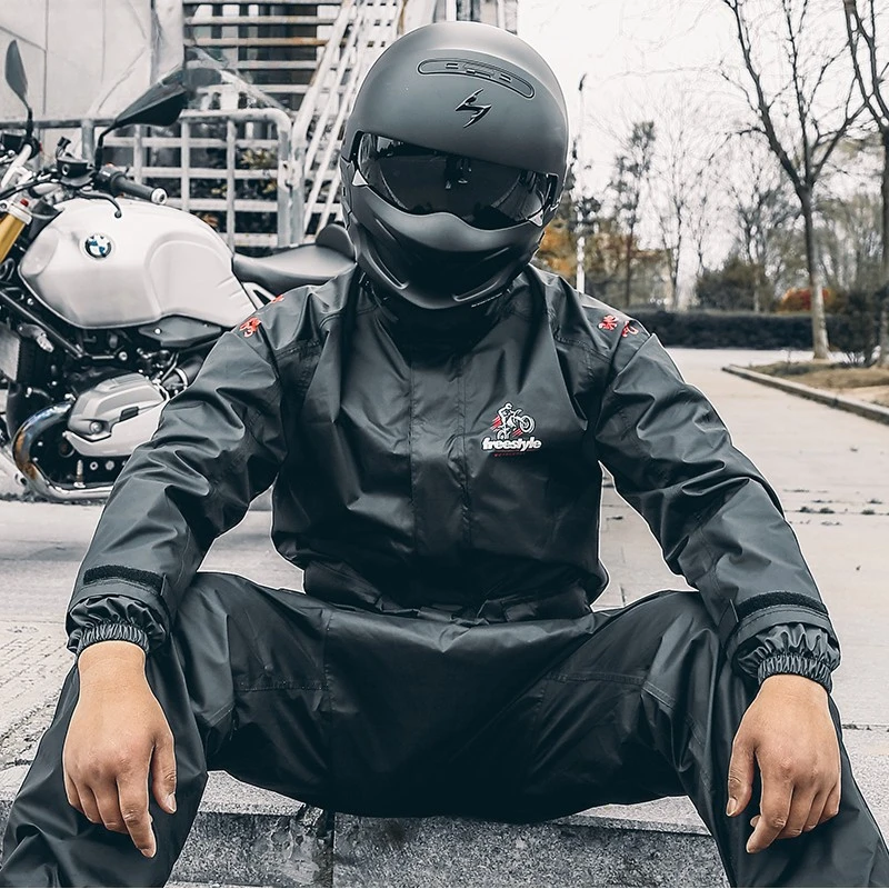 Detached Motorcycle Raincoat Waterproof Raincoat Motorcyclist Jacket Pants Rider Cycling Rain Suits Fishing Camping Rain Gear