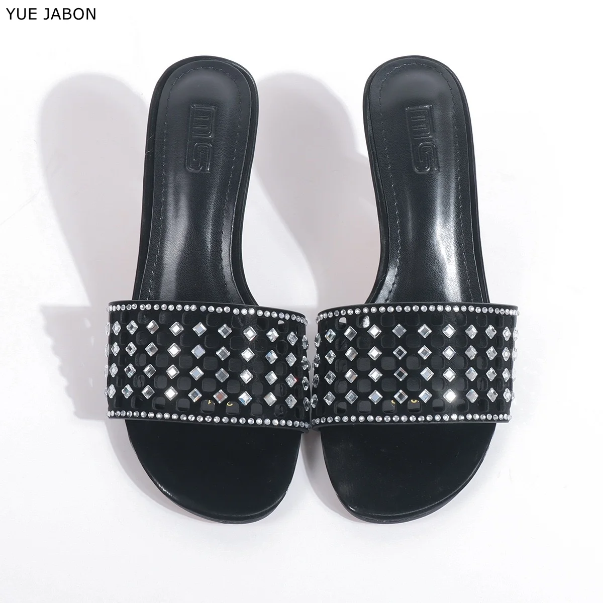 

Черные босоножки на каблуке 7,5 см, новые, со стразами, летние 2026, ажурные женские туфли для банкетов, роскошные элегантные туфли