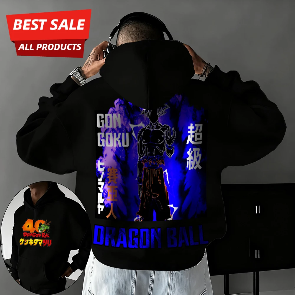 

Новая осенне-зимняя толстовка унисекс из 100% хлопка с аниме-принтом «Драконий шар», к 40-летию Вуконга, в азиатском стиле, увеличенный размер, уличная одежда