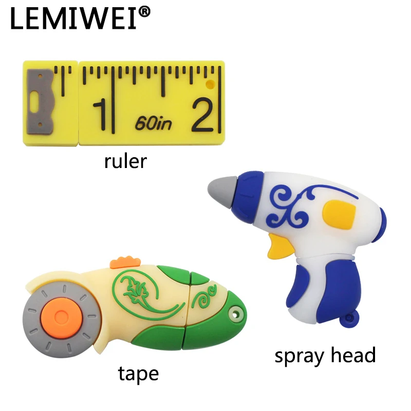LEMIWEI แฟลชไดรฟ์การ์ตูนเครื่องเย็บผ้ากรรไกร USB แฟลชไดร์ฟ4GB 8GB 16GB 32GB 64GB ไดรฟ์ปากกาหน่วยความจำ USB Stick U Disk