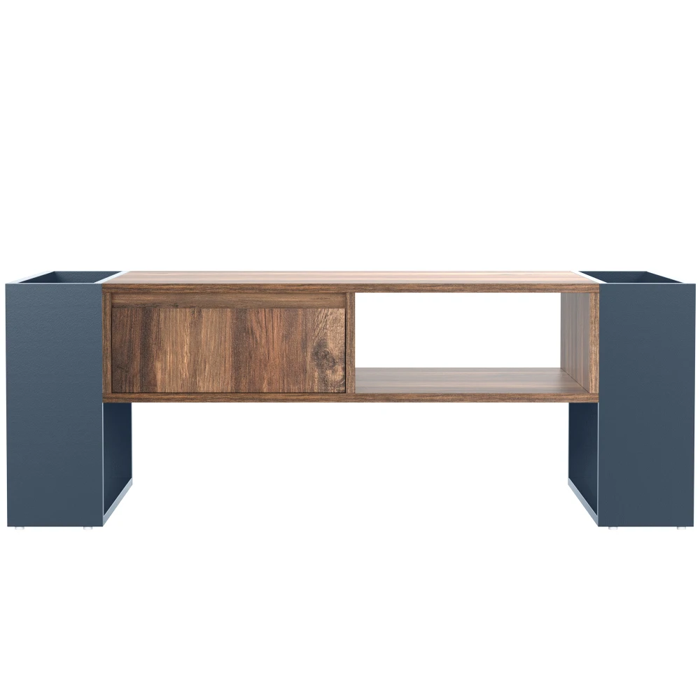 PINGGO Holz-Couchtisch Anthrazit Grifflose Schublade Doppelseitiges Staubdichtes Fach Großer Stauraum für Wohnzimmer – Detail 9