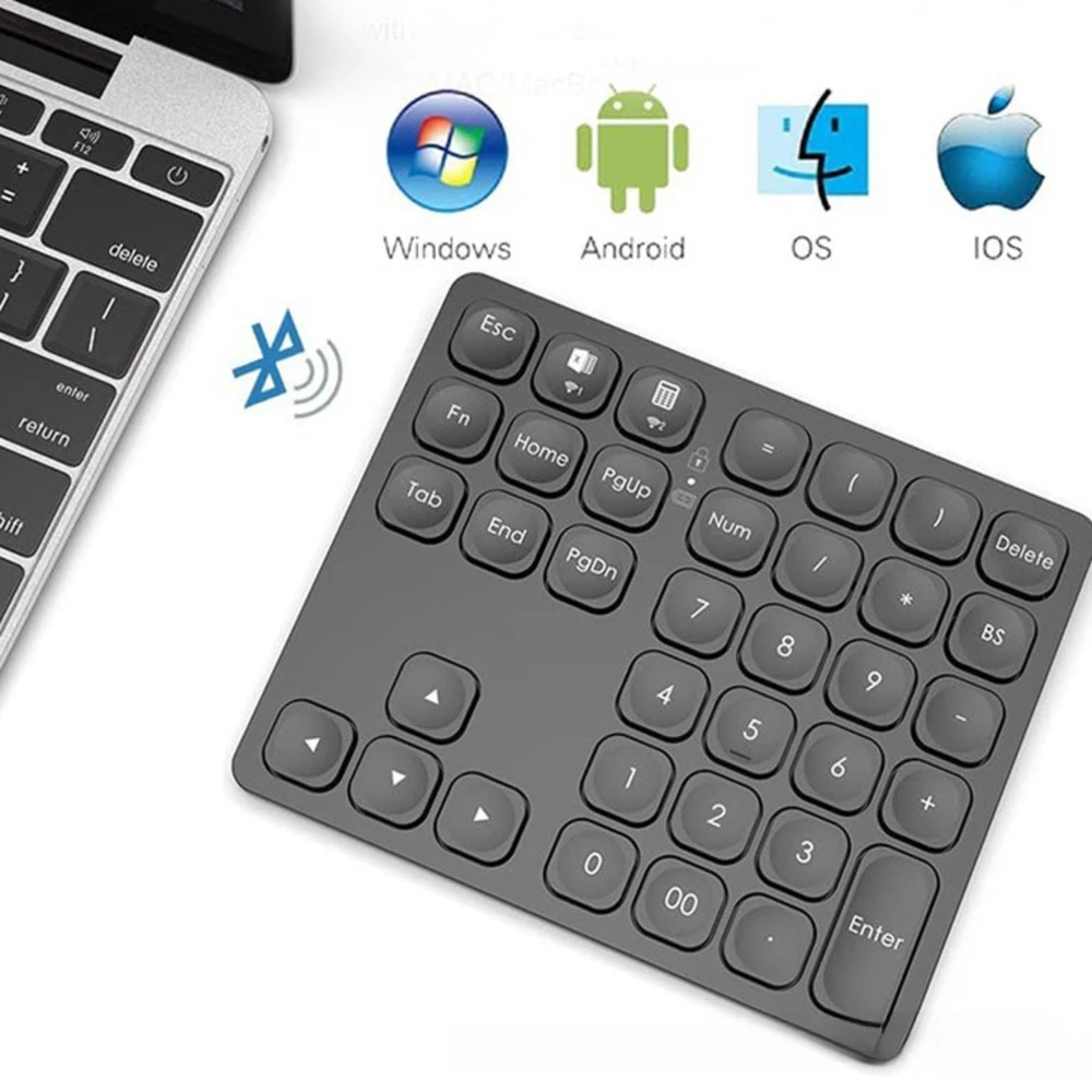 

Bluetooth Wireless Numeric Keyboard Dual Channel Mute Button Rechargeable 36Keys Portable Computer USB Keypad For Laptop Tablet