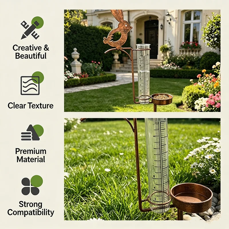 Metal Rabbit Rain Gauge Garden - Shelly Plug review and price